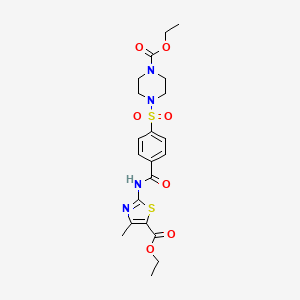 Ethyl 2-(4-((4-(ethoxycarbonyl)piperazin-1-yl)sulfonyl)benzamido)-4-methylthiazole-5-carboxylate