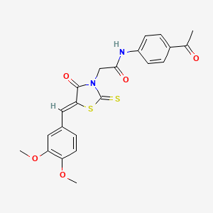 (Z)-N-(4-acetylphenyl)-2-(5-(3,4-dimethoxybenzylidene)-4-oxo-2-thioxothiazolidin-3-yl)acetamide