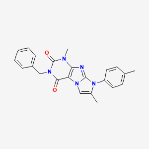 molecular formula C23H21N5O2 B2697828 3-benzyl-1,7-dimethyl-8-(p-tolyl)-1H-imidazo[2,1-f]purine-2,4(3H,8H)-dione CAS No. 877643-65-7