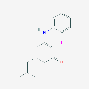 molecular formula C16H20INO B2697830 3-((2-碘苯基)氨基)-5-(2-甲基丙基)环己-2-烯-1-酮 CAS No. 1024523-17-8