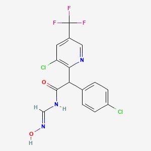 molecular formula C15H10Cl2F3N3O2 B2697832 2-(4-chlorophenyl)-2-[3-chloro-5-(trifluoromethyl)-2-pyridinyl]-N-[(hydroxyimino)methyl]acetamide CAS No. 338407-30-0