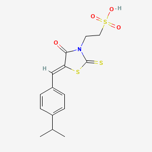 molecular formula C15H17NO4S3 B2697834 (Z)-2-(5-(4-isopropylbenzylidene)-4-oxo-2-thioxothiazolidin-3-yl)ethanesulfonic acid CAS No. 853903-60-3