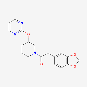 2-(Benzo[d][1,3]dioxol-5-yl)-1-(3-(pyrimidin-2-yloxy)piperidin-1-yl)ethanone