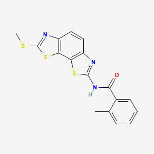 molecular formula C17H13N3OS3 B2697848 2-甲基-N-(2-甲硫基-[1,3]噻唑并[4,5-g][1,3]苯并噻唑-7-基)苯甲酰胺 CAS No. 477503-23-4