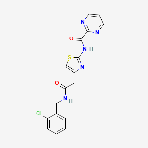 molecular formula C17H14ClN5O2S B2697856 N-(4-(2-((2-氯苯甲基)氨基)-2-氧代乙基)噻唑-2-基)嘧啶-2-甲酰胺 CAS No. 1286700-08-0