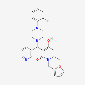 molecular formula C27H27FN4O3 B2697875 3-((4-(2-fluorophenyl)piperazin-1-yl)(pyridin-3-yl)methyl)-1-(furan-2-ylmethyl)-4-hydroxy-6-methylpyridin-2(1H)-one CAS No. 897613-10-4