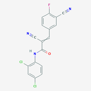 molecular formula C17H8Cl2FN3O B2697876 2-cyano-3-(3-cyano-4-fluorophenyl)-N-(2,4-dichlorophenyl)prop-2-enamide CAS No. 1428119-34-9