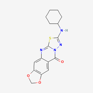 2-(cyclohexylamino)-10H-[1,3]dioxolo[4,5-g][1,3,4]thiadiazolo[2,3-b]quinazolin-10-one