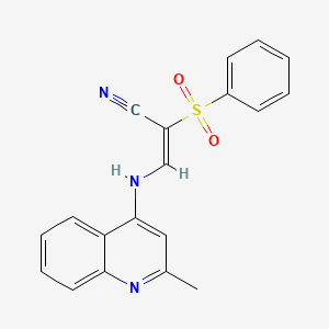(E)-2-(benzenesulfonyl)-3-[(2-methylquinolin-4-yl)amino]prop-2-enenitrile