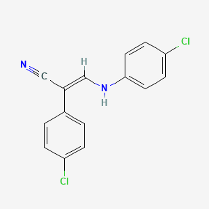 molecular formula C15H10Cl2N2 B2697885 (2E)-2-(4-chlorophenyl)-3-[(4-chlorophenyl)amino]prop-2-enenitrile CAS No. 338402-93-0