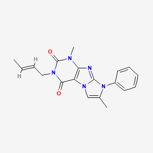 molecular formula C19H19N5O2 B2697888 (E)-3-(but-2-en-1-yl)-1,7-dimethyl-8-phenyl-1H-imidazo[2,1-f]purine-2,4(3H,8H)-dione CAS No. 946225-82-7