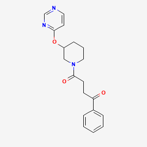 molecular formula C19H21N3O3 B2697889 1-苯基-4-(3-(嘧啶-4-基氧基)哌啶-1-基)丁烷-1,4-二酮 CAS No. 2034331-41-2