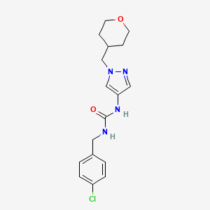 molecular formula C17H21ClN4O2 B2697893 1-(4-chlorobenzyl)-3-(1-((tetrahydro-2H-pyran-4-yl)methyl)-1H-pyrazol-4-yl)urea CAS No. 1706287-77-5