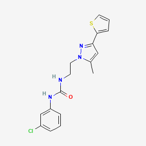 molecular formula C17H17ClN4OS B2697897 1-(3-chlorophenyl)-3-(2-(5-methyl-3-(thiophen-2-yl)-1H-pyrazol-1-yl)ethyl)urea CAS No. 2034506-34-6