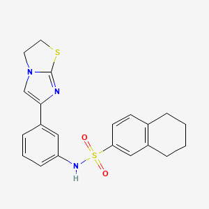 molecular formula C21H21N3O2S2 B2697898 N-(3-(2,3-dihydroimidazo[2,1-b]thiazol-6-yl)phenyl)-5,6,7,8-tetrahydronaphthalene-2-sulfonamide CAS No. 893971-41-0