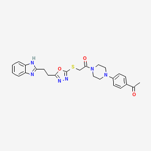 2-((5-(2-(1H-benzo[d]imidazol-2-yl)ethyl)-1,3,4-oxadiazol-2-yl)thio)-1-(4-(4-acetylphenyl)piperazin-1-yl)ethanone