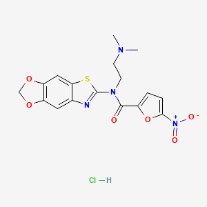 molecular formula C17H17ClN4O6S B2697922 N-([1,3]dioxolo[4',5':4,5]benzo[1,2-d]thiazol-6-yl)-N-(2-(dimethylamino)ethyl)-5-nitrofuran-2-carboxamide hydrochloride CAS No. 1321810-74-5