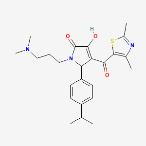 molecular formula C24H31N3O3S B2697923 1-(3-(dimethylamino)propyl)-4-(2,4-dimethylthiazole-5-carbonyl)-3-hydroxy-5-(4-isopropylphenyl)-1H-pyrrol-2(5H)-one CAS No. 627816-29-9