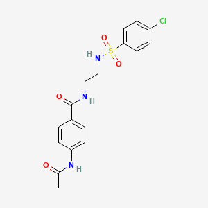 molecular formula C17H18ClN3O4S B2697940 4-乙酰氨基-N-(2-(4-氯苯基磺酰氨基)乙基)苯甲酰胺 CAS No. 1091476-98-0