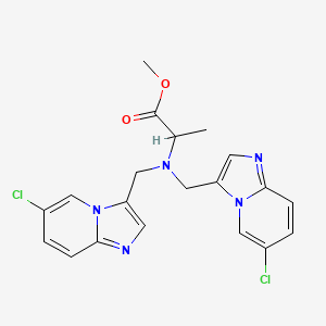 molecular formula C20H19Cl2N5O2 B2697954 Methyl 2-[bis({6-chloroimidazo[1,2-a]pyridin-3-yl}methyl)amino]propanoate CAS No. 1025762-32-6