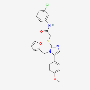 molecular formula C23H20ClN3O3S B2697959 N-(3-chlorophenyl)-2-((1-(furan-2-ylmethyl)-5-(4-methoxyphenyl)-1H-imidazol-2-yl)thio)acetamide CAS No. 1207041-38-0