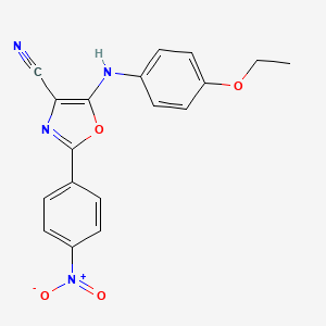 molecular formula C18H14N4O4 B2697961 5-((4-乙氧基苯基)氨基)-2-(4-硝基苯基)噁唑-4-碳腈 CAS No. 613649-87-9