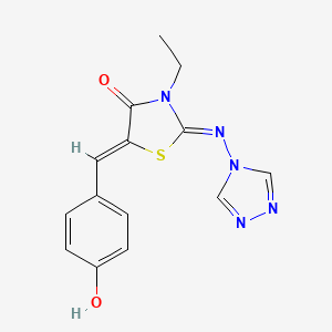 (5Z)-3-ethyl-5-[(4-hydroxyphenyl)methylidene]-2-[(4H-1,2,4-triazol-4-yl)imino]-1,3-thiazolidin-4-one