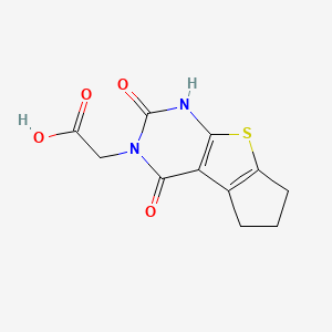 molecular formula C11H10N2O4S B2697983 (2-hydroxy-4-oxo-6,7-dihydro-4H-cyclopenta[4,5]thieno[2,3-d]pyrimidin-3(5H)-yl)acetic acid CAS No. 895839-74-4