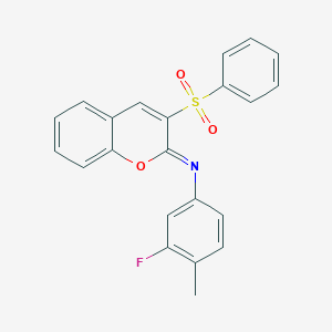 molecular formula C22H16FNO3S B2697987 (Z)-3-氟-4-甲基-N-(3-(苯基磺酰)-2H-香豆素-2-基亚甲基)苯胺 CAS No. 902469-25-4