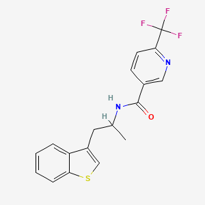 molecular formula C18H15F3N2OS B2697988 N-(1-(benzo[b]thiophen-3-yl)propan-2-yl)-6-(trifluoromethyl)nicotinamide CAS No. 2034470-47-6