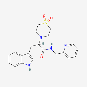 molecular formula C21H24N4O3S B2697999 2-(1,1-dioxo-1lambda~6~,4-thiazinan-4-yl)-3-(1H-indol-3-yl)-N-(2-pyridinylmethyl)propanamide CAS No. 478040-54-9