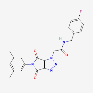 molecular formula C21H20FN5O3 B2698000 2-(5-(3,5-二甲基苯基)-4,6-二氧代-4,5,6,6a-四氢吡咯[3,4-d][1,2,3]三唑-1(3aH)-基)-N-(4-氟苯甲基)乙酰胺 CAS No. 1009352-26-4