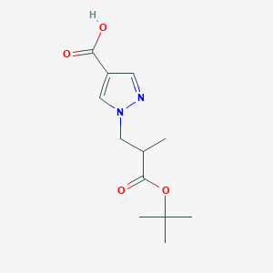 molecular formula C12H18N2O4 B2698012 1-(3-tert-butoxy-2-methyl-3-oxopropyl)-1H-pyrazole-4-carboxylic acid CAS No. 1855945-23-1