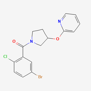 molecular formula C16H14BrClN2O2 B2698018 (5-Bromo-2-chlorophenyl)(3-(pyridin-2-yloxy)pyrrolidin-1-yl)methanone CAS No. 1904226-95-4