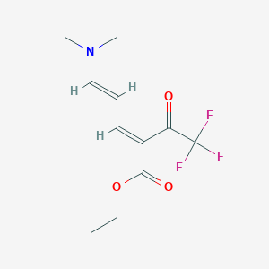 molecular formula C11H14F3NO3 B2698029 5-Dimethylamino-2-(2,2,2-trifluoroacetyl)penta-2,4-dienoic acid ethyl ester CAS No. 1146961-22-9