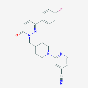 molecular formula C22H20FN5O B2698051 2-[4-[[3-(4-Fluorophenyl)-6-oxopyridazin-1-yl]methyl]piperidin-1-yl]pyridine-4-carbonitrile CAS No. 2380084-05-7