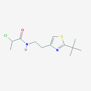 molecular formula C12H19ClN2OS B2698053 N-[2-(2-Tert-butyl-1,3-thiazol-4-yl)ethyl]-2-chloropropanamide CAS No. 2411296-76-7