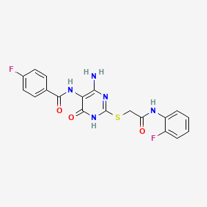 N-(4-amino-2-((2-((2-fluorophenyl)amino)-2-oxoethyl)thio)-6-oxo-1,6-dihydropyrimidin-5-yl)-4-fluorobenzamide