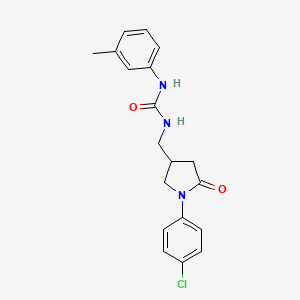 1-((1-(4-Chlorophenyl)-5-oxopyrrolidin-3-yl)methyl)-3-(m-tolyl)urea