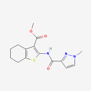 molecular formula C15H17N3O3S B2698060 methyl 2-(1-methyl-1H-pyrazole-3-carboxamido)-4,5,6,7-tetrahydrobenzo[b]thiophene-3-carboxylate CAS No. 1171142-09-8