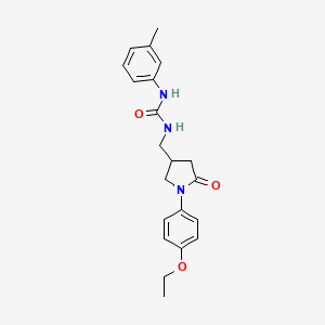 molecular formula C21H25N3O3 B2698063 1-((1-(4-Ethoxyphenyl)-5-oxopyrrolidin-3-yl)methyl)-3-(m-tolyl)urea CAS No. 954696-22-1