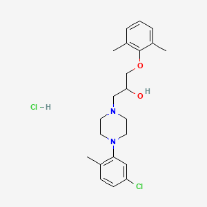 molecular formula C22H30Cl2N2O2 B2698068 1-(4-(5-氯-2-甲基苯基)哌嗪-1-基)-3-(2,6-二甲基苯氧基)丙醇盐酸盐 CAS No. 1215475-49-2
