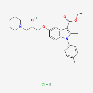 molecular formula C27H35ClN2O4 B2698074 ethyl 5-(2-hydroxy-3-(piperidin-1-yl)propoxy)-2-methyl-1-(p-tolyl)-1H-indole-3-carboxylate hydrochloride CAS No. 1094760-27-6