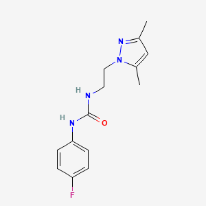 molecular formula C14H17FN4O B2698081 1-(2-(3,5-二甲基-1H-吡唑-1-基)乙基)-3-(4-氟苯基)脲 CAS No. 1226439-69-5