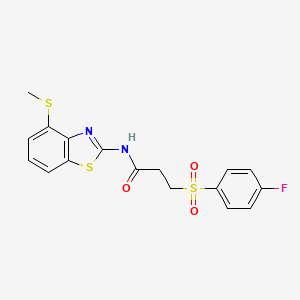 molecular formula C17H15FN2O3S3 B2698091 3-((4-氟苯基)磺酰)-N-(4-(甲硫基)苯并[d]噻唑-2-基)丙酰胺 CAS No. 899941-91-4