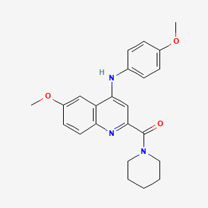 (6-Methoxy-4-((4-methoxyphenyl)amino)quinolin-2-yl)(piperidin-1-yl)methanone