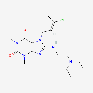 molecular formula C17H27ClN6O2 B2698107 (E)-7-(3-chlorobut-2-en-1-yl)-8-((2-(diethylamino)ethyl)amino)-1,3-dimethyl-1H-purine-2,6(3H,7H)-dione CAS No. 478252-89-0