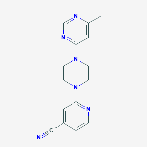 molecular formula C15H16N6 B2698123 2-[4-(6-Methylpyrimidin-4-yl)piperazin-1-yl]pyridine-4-carbonitrile CAS No. 2380071-75-8