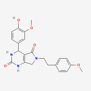 molecular formula C22H23N3O5 B2698124 4-(4-hydroxy-3-methoxyphenyl)-6-(4-methoxyphenethyl)-3,4,6,7-tetrahydro-1H-pyrrolo[3,4-d]pyrimidine-2,5-dione CAS No. 1172963-22-2