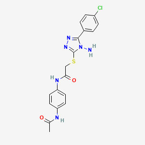 molecular formula C18H17ClN6O2S B2698127 N-(4-acetamidophenyl)-2-((4-amino-5-(4-chlorophenyl)-4H-1,2,4-triazol-3-yl)thio)acetamide CAS No. 586995-66-6